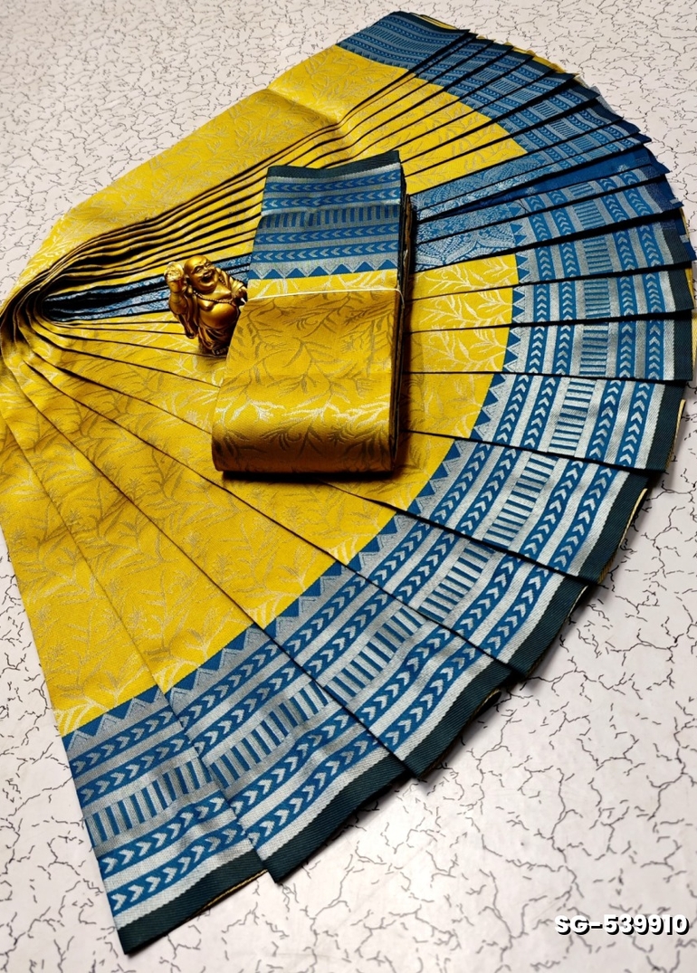 KUBERA ELITE BRIDAL RAPIER FANCY LIGHT WEIGHT SILK TYPE SAREES FUNCTION WEAR - YELLOW (2)