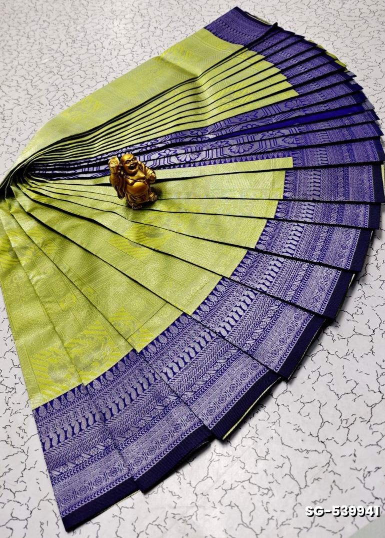 KUBERA ELITE BRIDAL RAPIER FANCY LIGHT WEIGHT SILK TYPE SAREES FUNCTION WEAR - LIGHT GREEN (1)