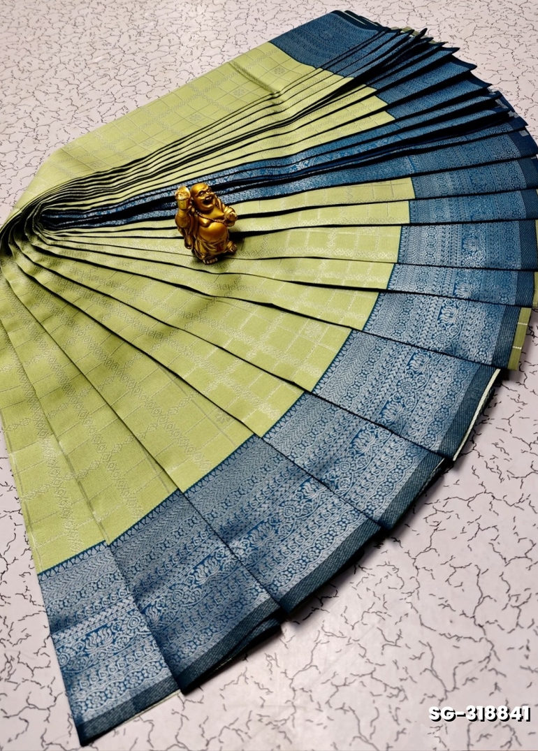 KUBERA ELITE BRIDAL RAPIER FANCY LIGHT WEIGHT SILK TYPE SAREES FUNCTION WEAR - LIGHT GREEN (2)