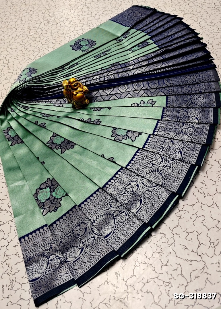 KUBERA ELITE BRIDAL RAPIER FANCY LIGHT WEIGHT SILK TYPE SAREES FUNCTION WEAR- LIGHT BLUE