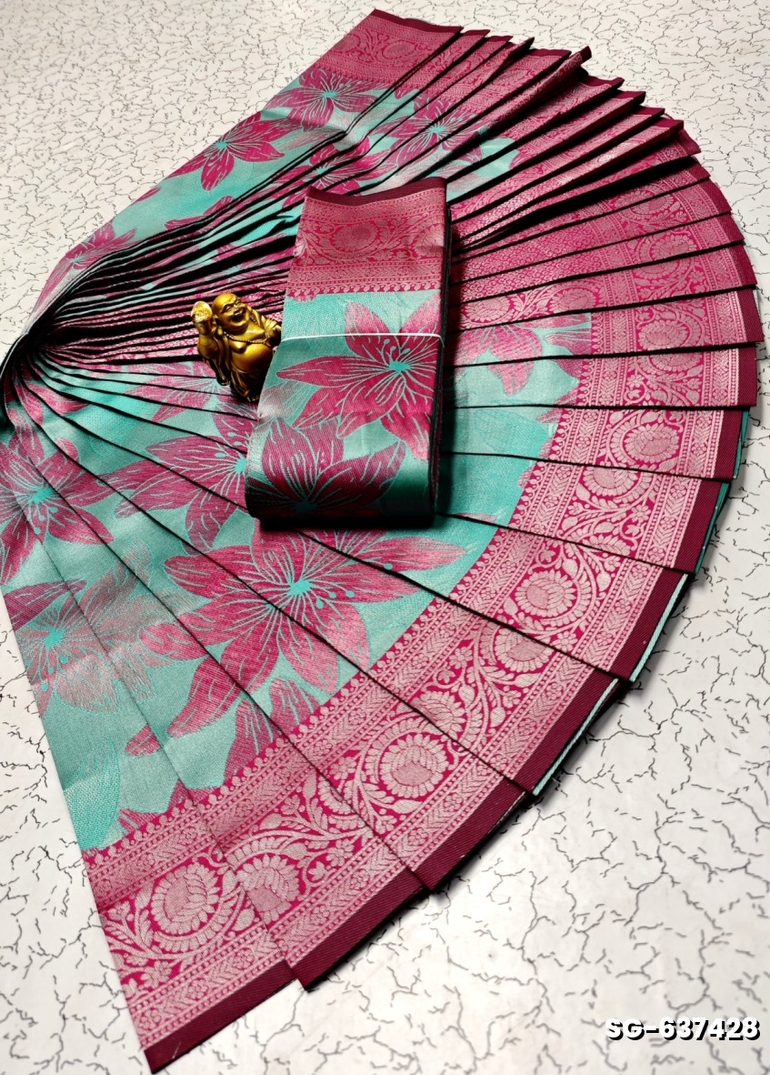 KUBERA ELITE BRIDAL RAPIER FANCY LIGHT WEIGHT SILK TYPE SAREES FUNCTION WEAR- BULE (3)
