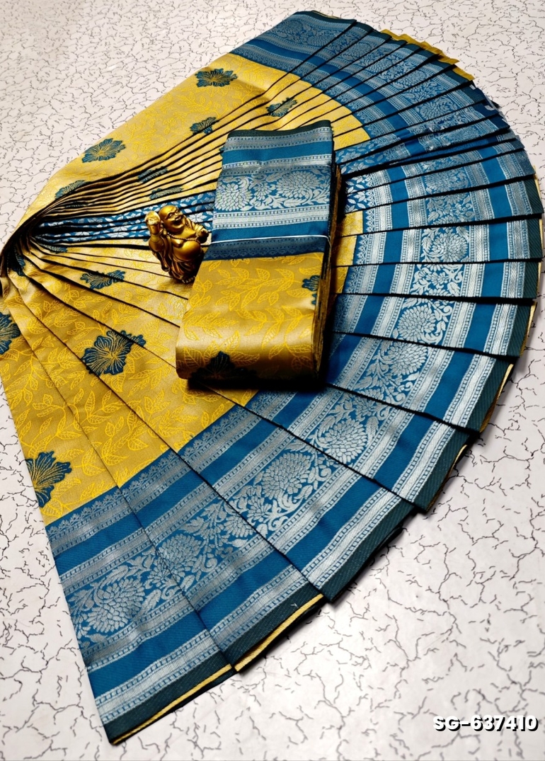 KUBERA ELITE BRIDAL RAPIER FANCY LIGHT WEIGHT SILK TYPE SAREES FUNCTION WEAR  - YELLOW (3)