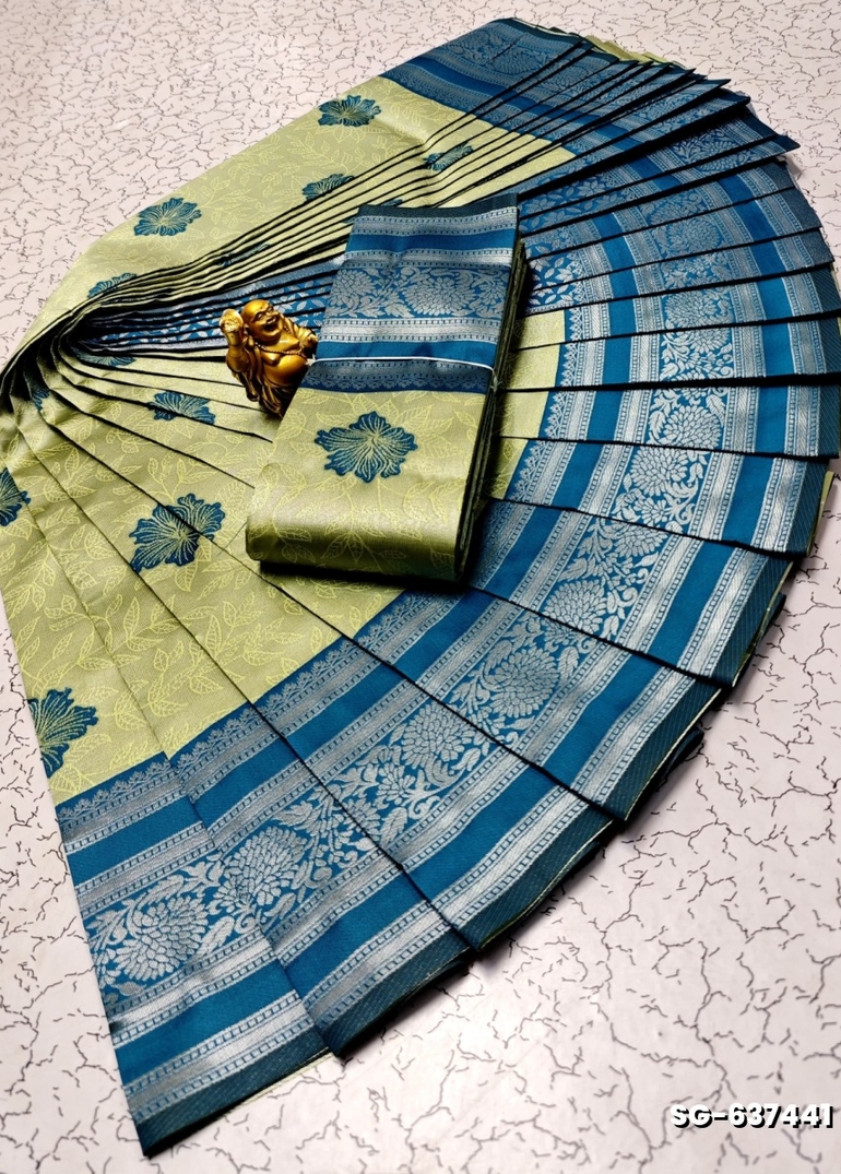 KUBERA ELITE BRIDAL RAPIER FANCY LIGHT WEIGHT SILK TYPE SAREES FUNCTION WEAR  - LIGHT GREEN (3)