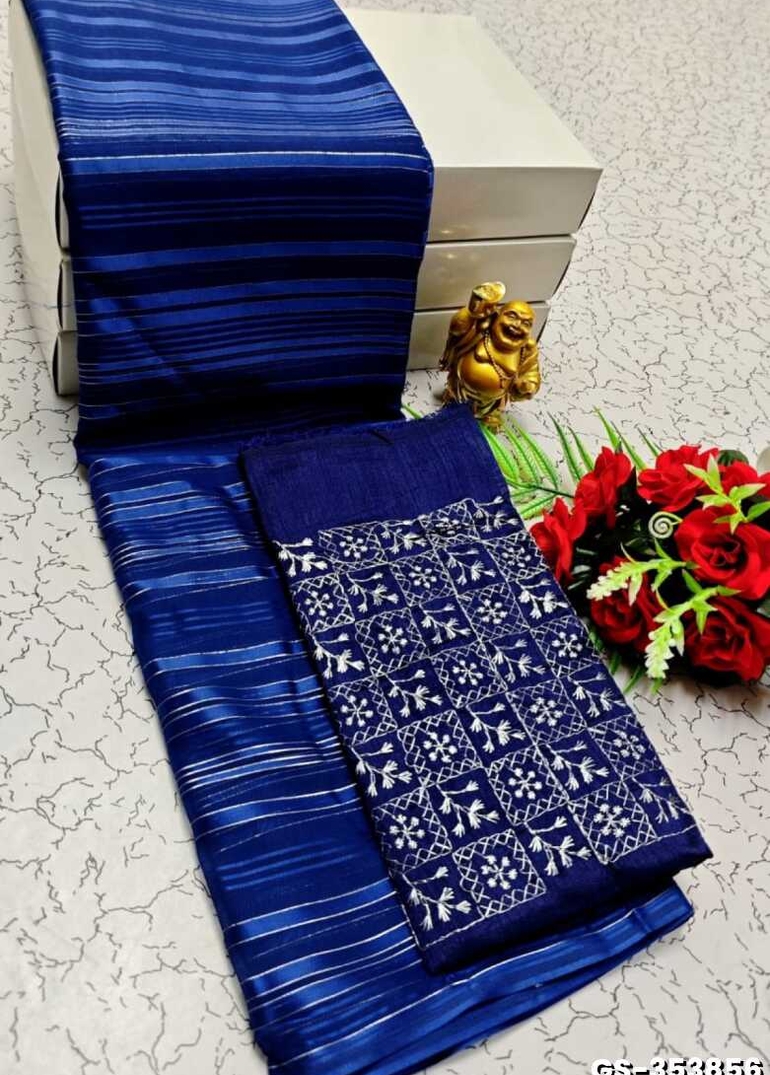 GEORGETTE FANCY SOFT SILK SAREES WITH BLOUSE MODERN FANCY ITEM SAREES - NORMAL  BLUE