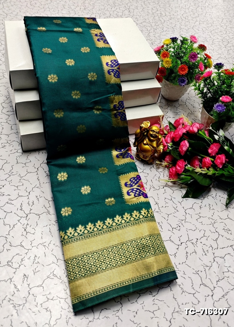SOFT SILK FANCY BEST QUALITY SILK  THENMATHI SAREES - TEAL COLOUR