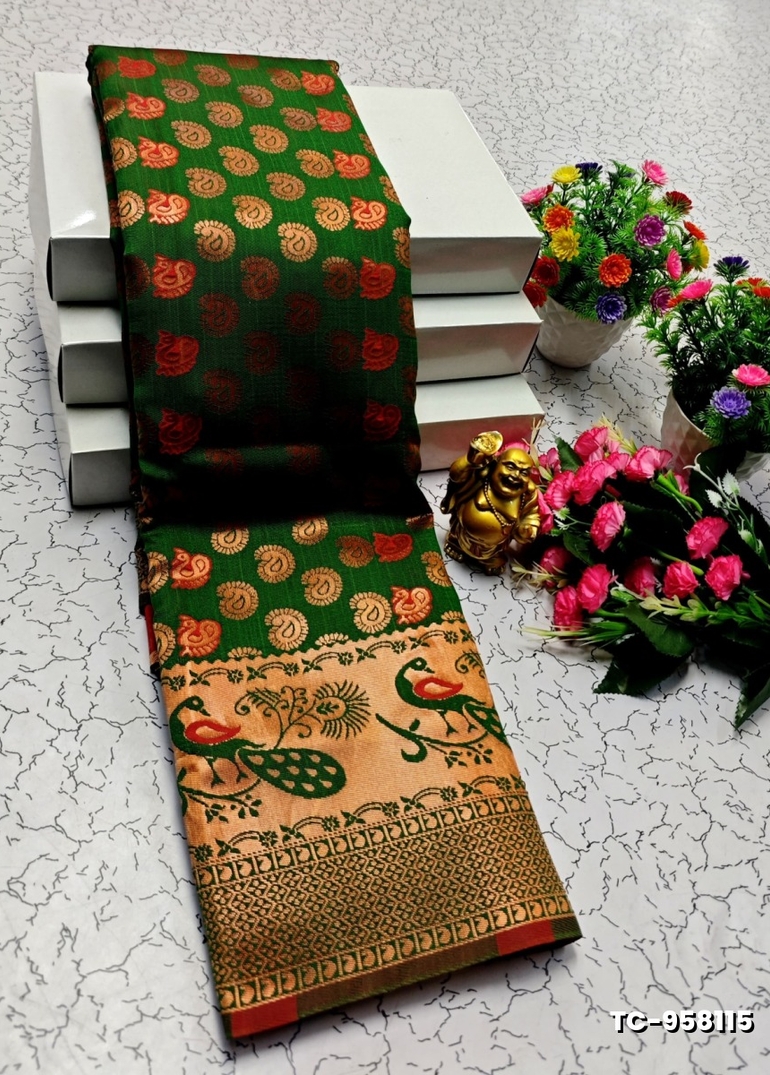 SOFT SILK FANCY BEST QUALITY SILK THENMATHI SAREES - GREEN