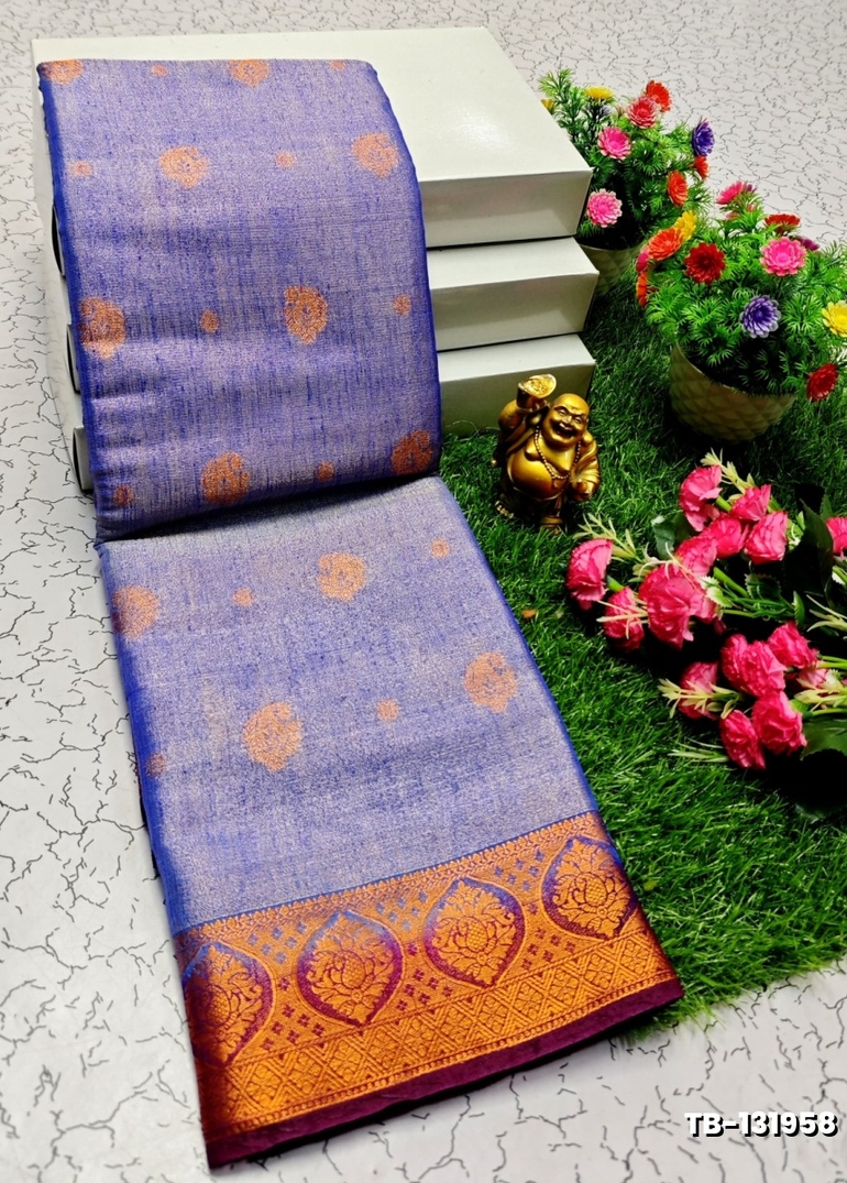 KANCHIPURAM TISSUE TRENDING DESIGN FANCY DHARMAVARAM SILK SAREES - PURPLE