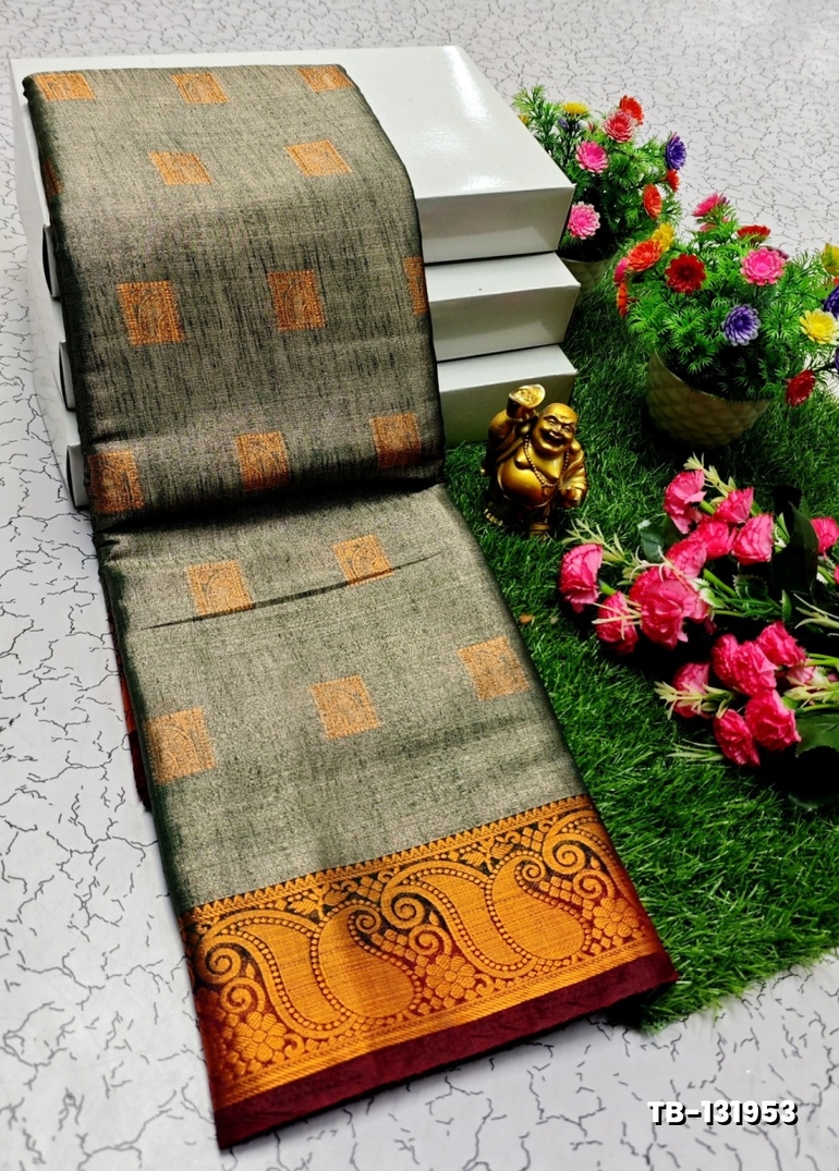 KANCHIPURAM TISSUE TRENDING DESIGN FANCY DHARMAVARAM SILK SAREES - BROWN (1)