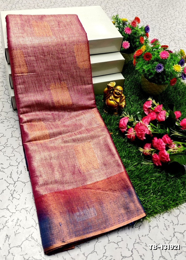 KANCHIPURAM TISSUE TRENDING DESIGN FANCY DHARMAVARAM SILK SAREES - BABY PINK (1)