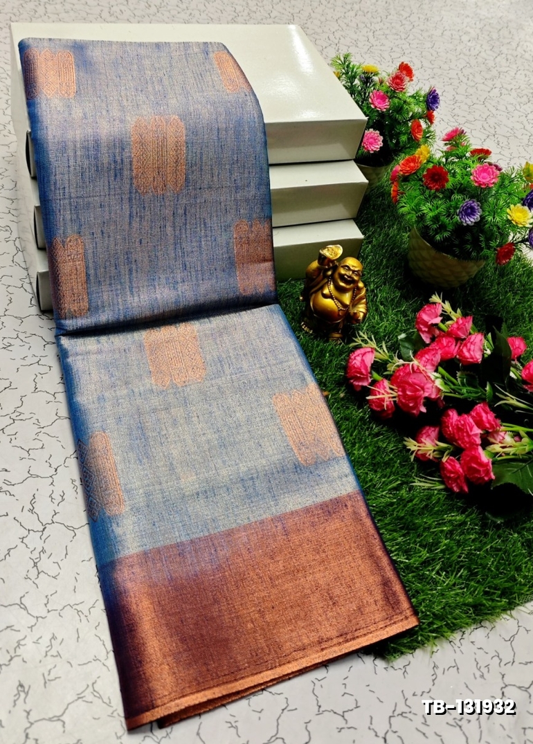 KANCHIPURAM TISSUE TRENDING DESIGN FANCY DHARMAVARAM SILK SAREES - LIGHT SKY BLUE (1)