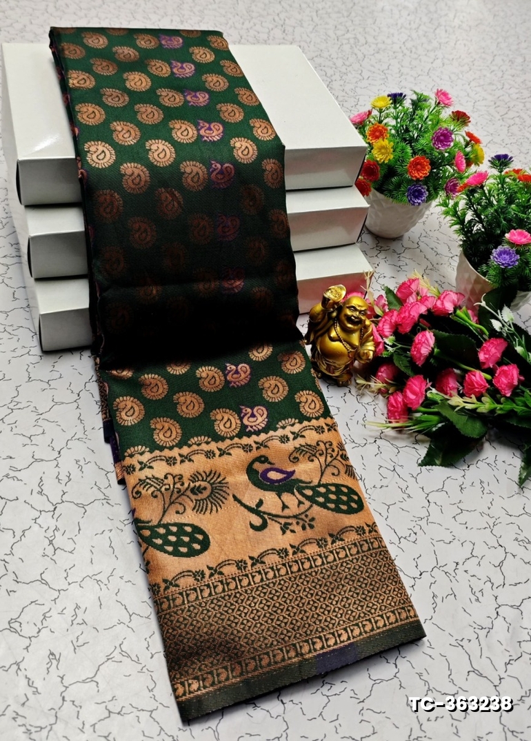 SOFT SILK FANCY BEST QUALITY SILK THENMATHI SAREES - DARK GREEN (1)
