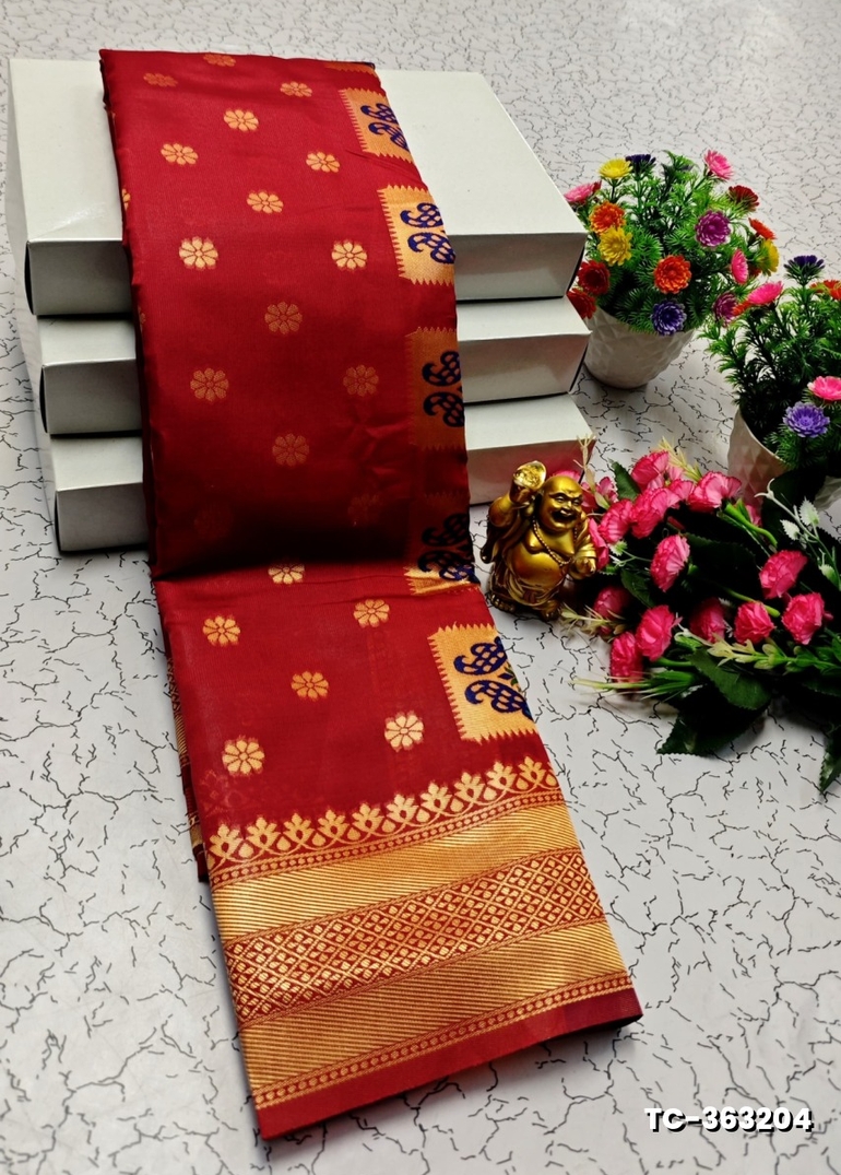 SOFT SILK FANCY BEST QUALITY SILK THENMATHI SAREES - RED (1)