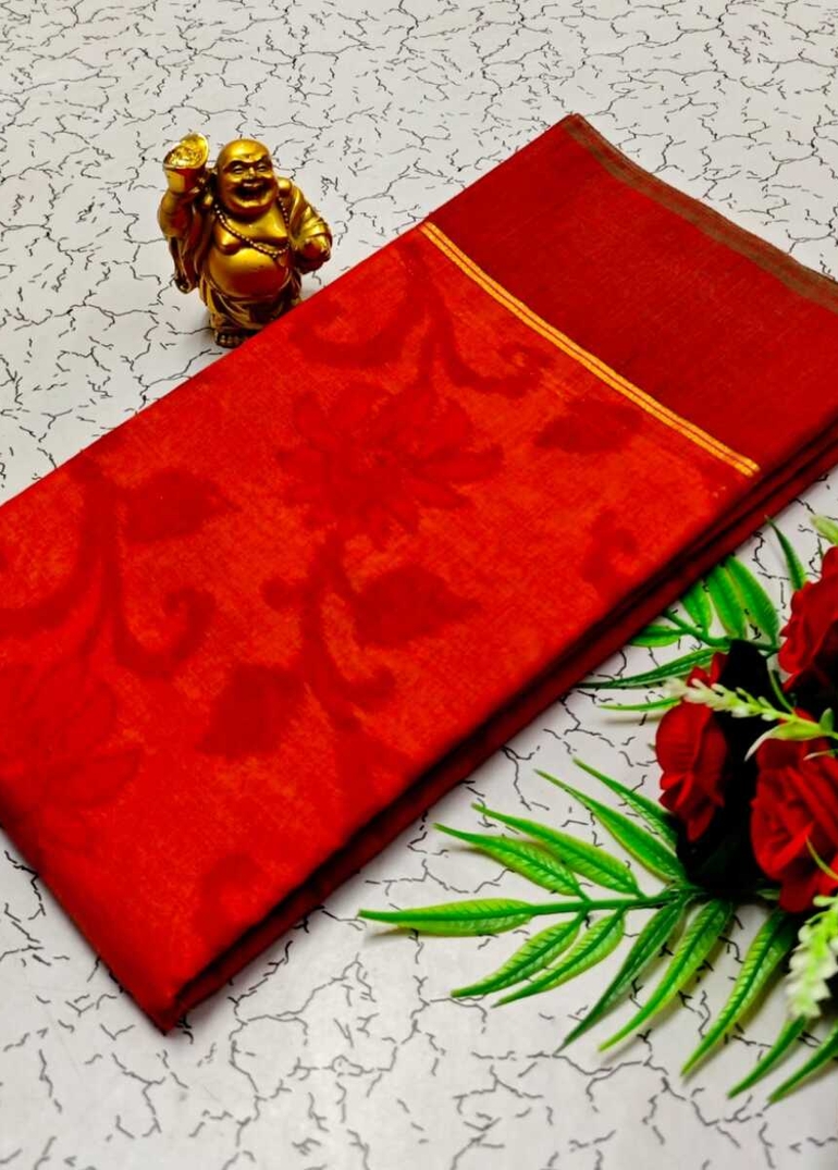 FANCY BANARASI POCHAMPALLY COTTON SAREES - RED