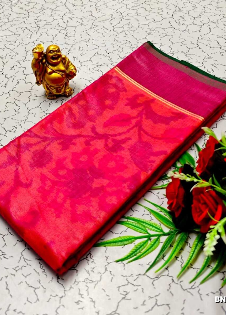 FANCY BANARASI POCHAMPALLY COTTON SAREES - PINK (2)