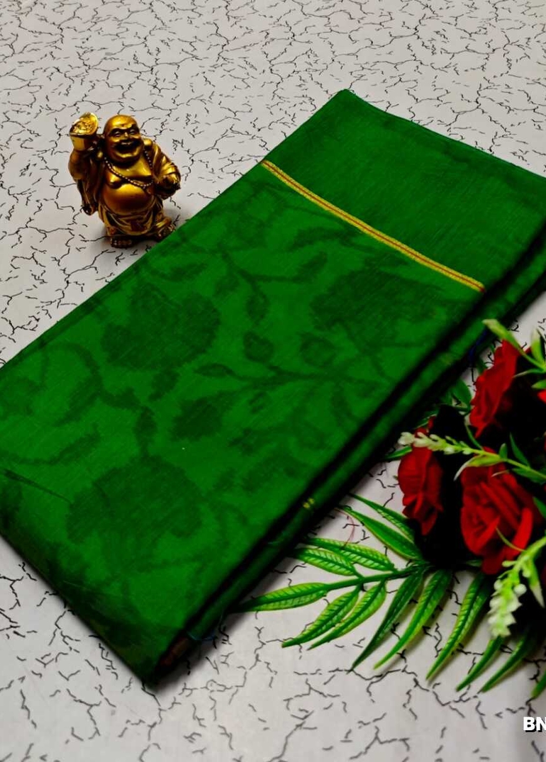 FANCY BANARASI POCHAMPALLY COTTON SAREES - GREEN (3)