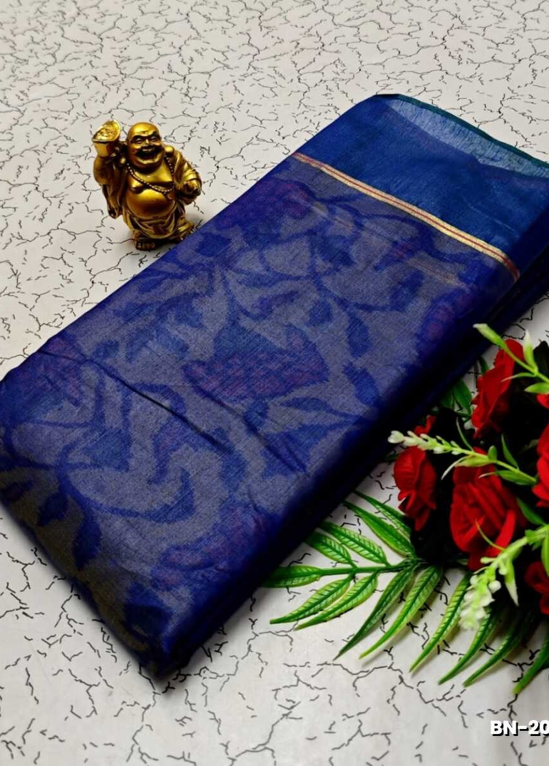 FANCY BANARASI POCHAMPALLY COTTON SAREES - NORMAL  BLUE