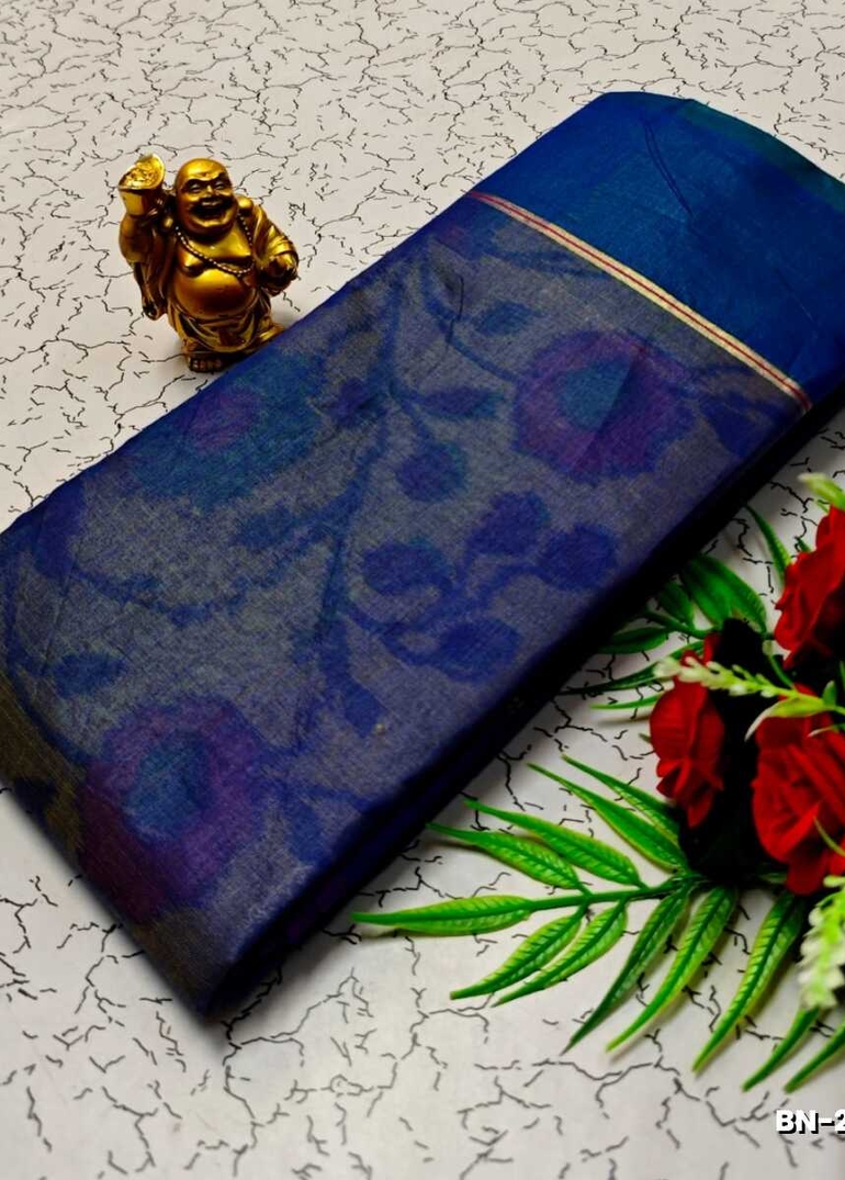 FANCY BANARASI POCHAMPALLY COTTON SAREES - NORMAL  BLUE (1)