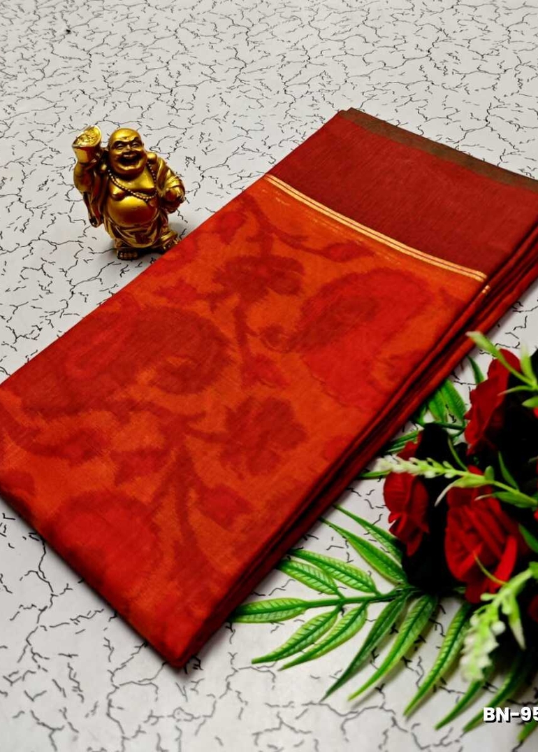 FANCY BANARASI POCHAMPALLY COTTON SAREES - RED (3)