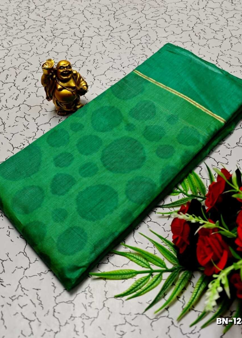 FANCY BANARASI POCHAMPALLY COTTON SAREES - NORMAL GREEN (3)