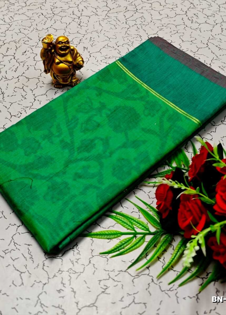 FANCY BANARASI POCHAMPALLY COTTON SAREES - NORMAL GREEN (2)