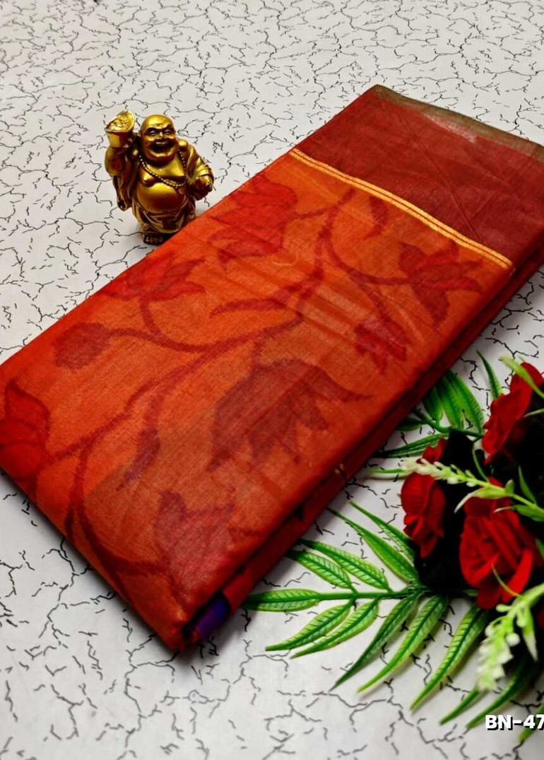 FANCY BANARASI POCHAMPALLY COTTON SAREES - RED (4)