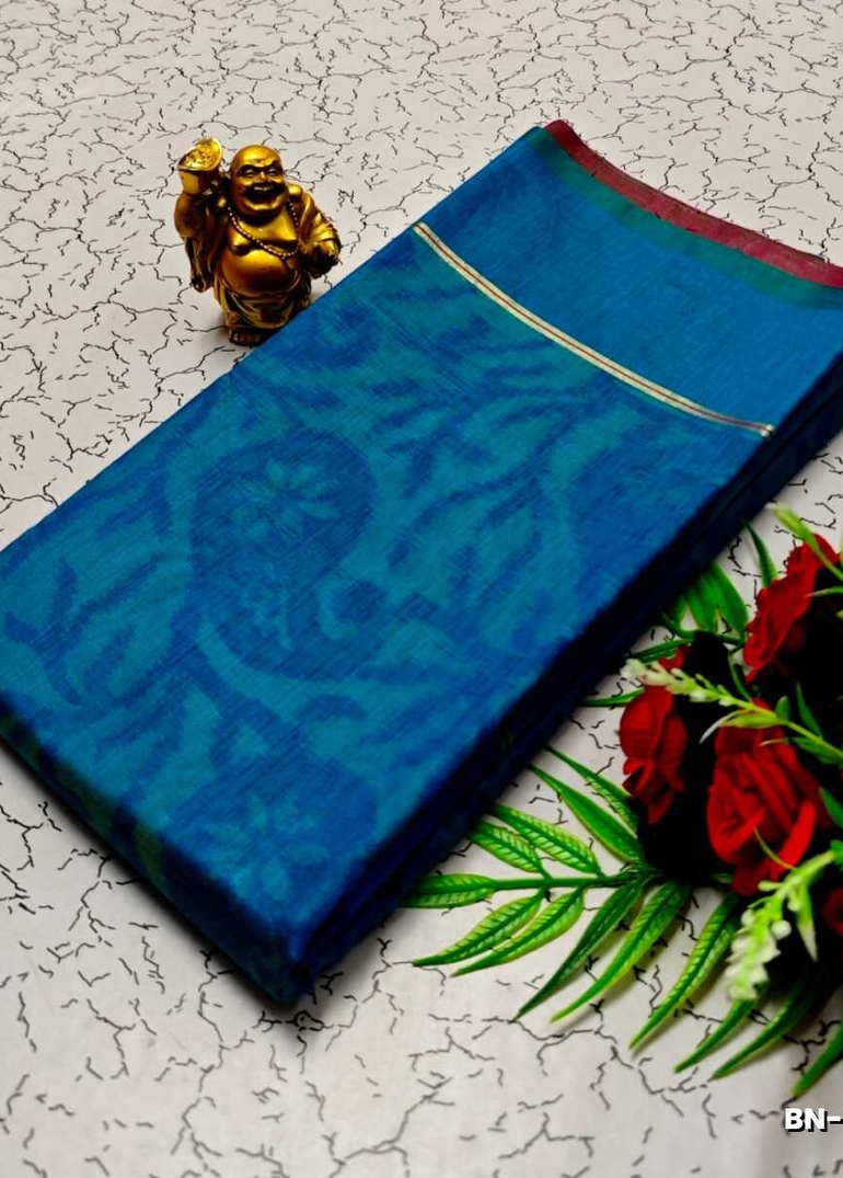 FANCY BANARASI POCHAMPALLY COTTON SAREES - NORMAL  BLUE (2)