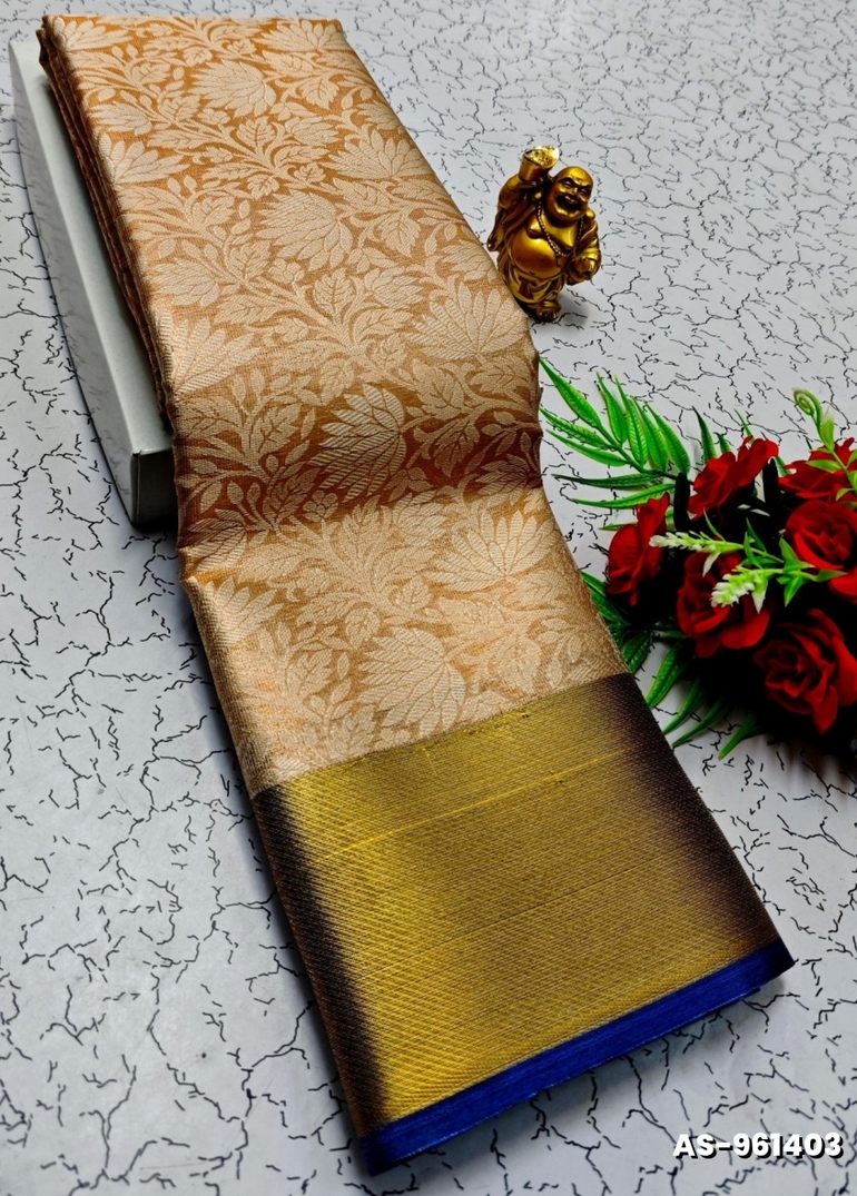 NITA AMBANI INSPIRED BANARASI TISSUE SILK SAREE - GOLD (3)