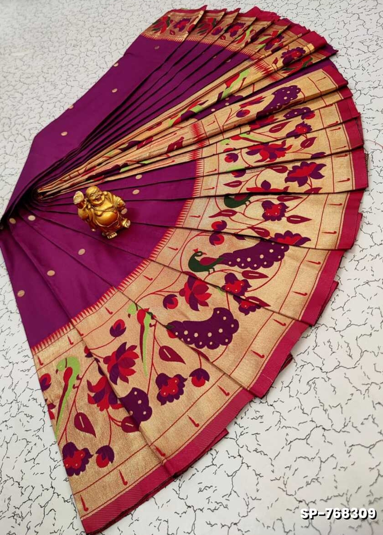 PAITHANI FANCY DANA SOFT SILK SAREES - PURPLE COLOUR