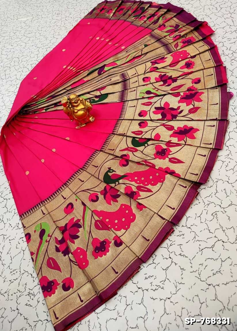 PAITHANI FANCY DANA SOFT SILK SAREES - DARK PINK