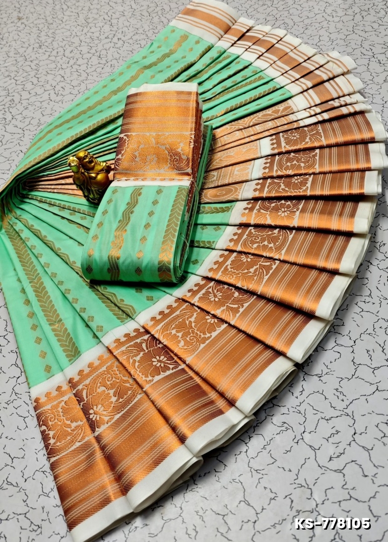 FANCY  All SELF SOFT SILK SAREES WITH KOTTANCHI BORDER - SKY BLUE