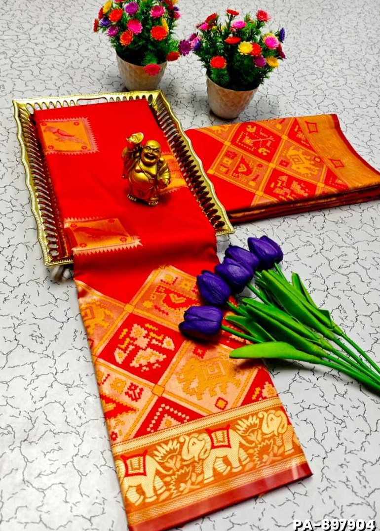 TRANDING   PATOLA SILK SAREES - RED