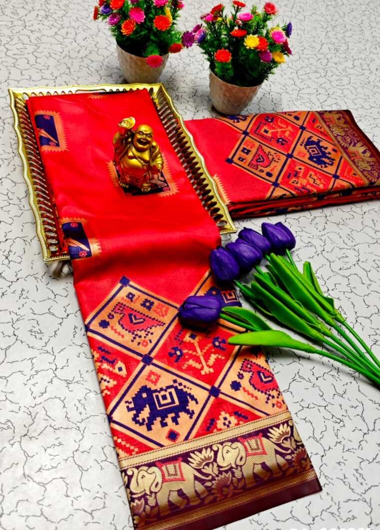 TRANDING PATOLA SILK SAREES - DARK PINK (1)