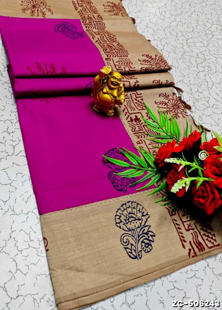 TRENDY AND FANCY ZIGZAG STITCH  COTTON SAREES - LIGHT PINK