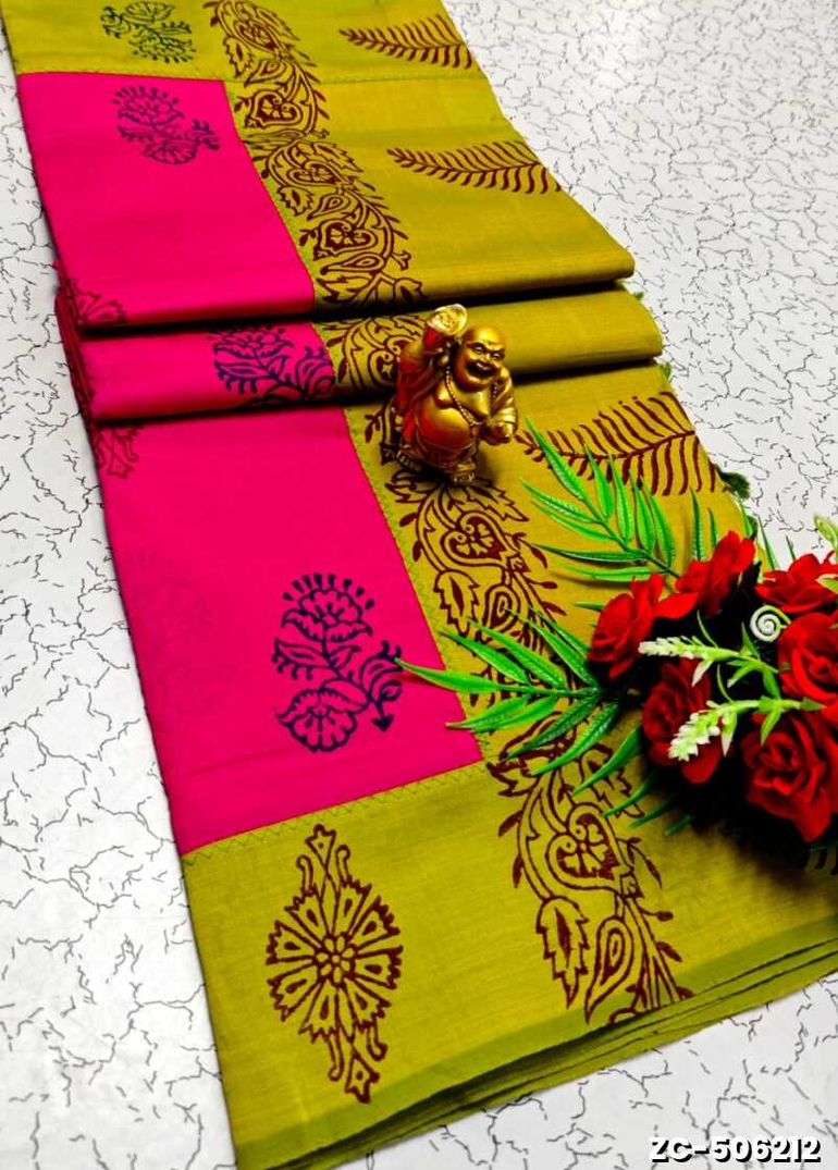 TRENDY AND FANCY ZIGZAG STITCH  COTTON SAREES - PINK