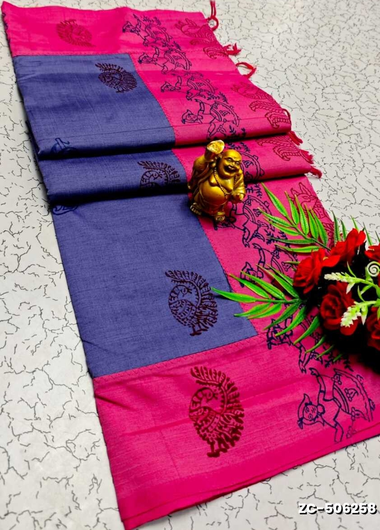 TRENDY AND FANCY ZIGZAG STITCH  COTTON SAREES - PURPLE