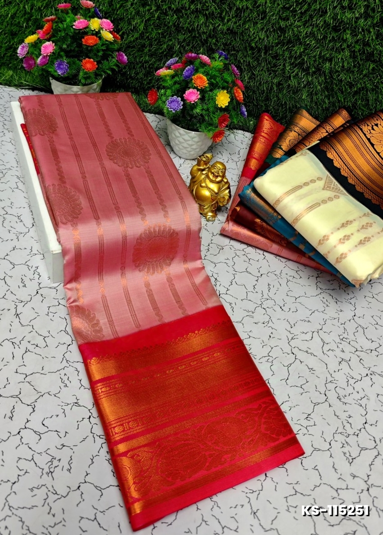 FANCY ALL SELF SOFT SILK SAREES WITH KOTTANCHI BORDER - ONIYAN PINK