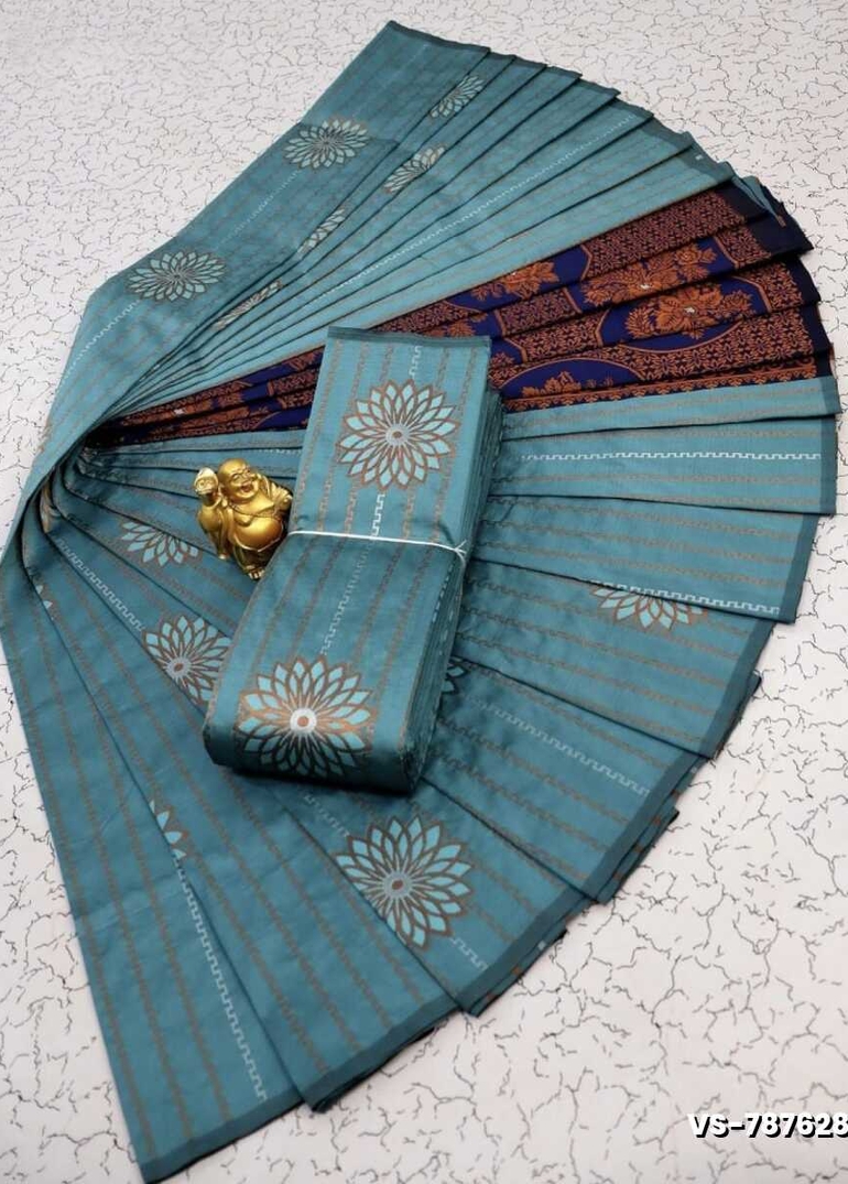 DIGITAL KUBERA PATTU VAIRA OOSI SOFTY SILK SAREES - BULE