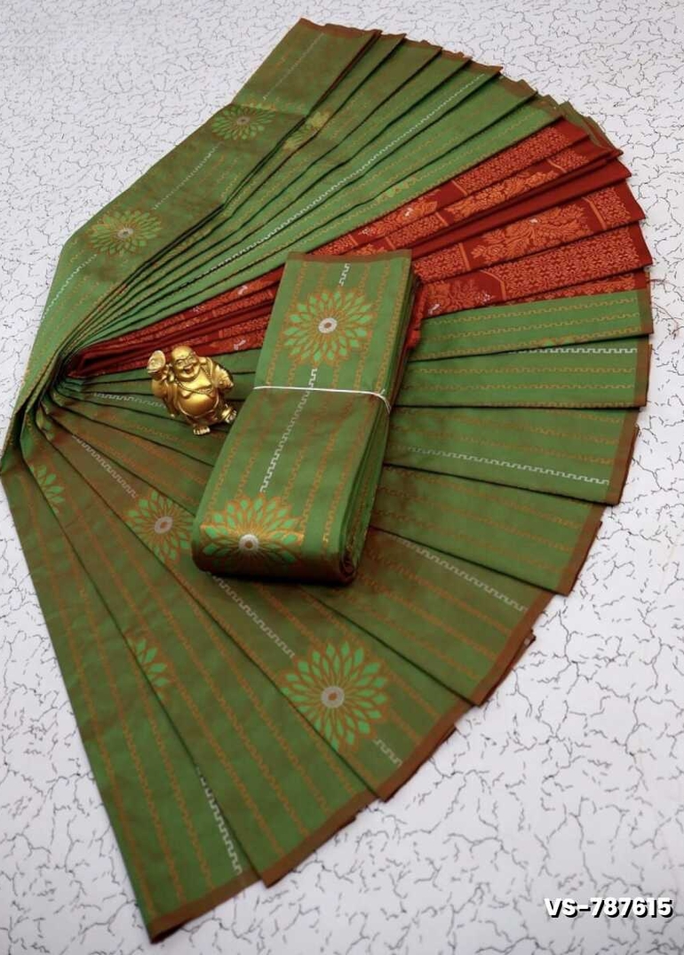 DIGITAL KUBERA PATTU VAIRA OOSI SOFTY SILK SAREES - GREEN