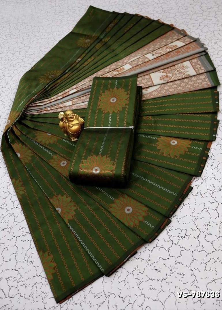 DIGITAL KUBERA PATTU VAIRA OOSI SOFTY SILK SAREES - BOTTLE GREEN