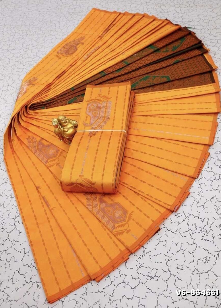 DIGITAL KUBERA PATTU VAIRA OOSI SOFTY SILK SAREES - YELLOW COLOR