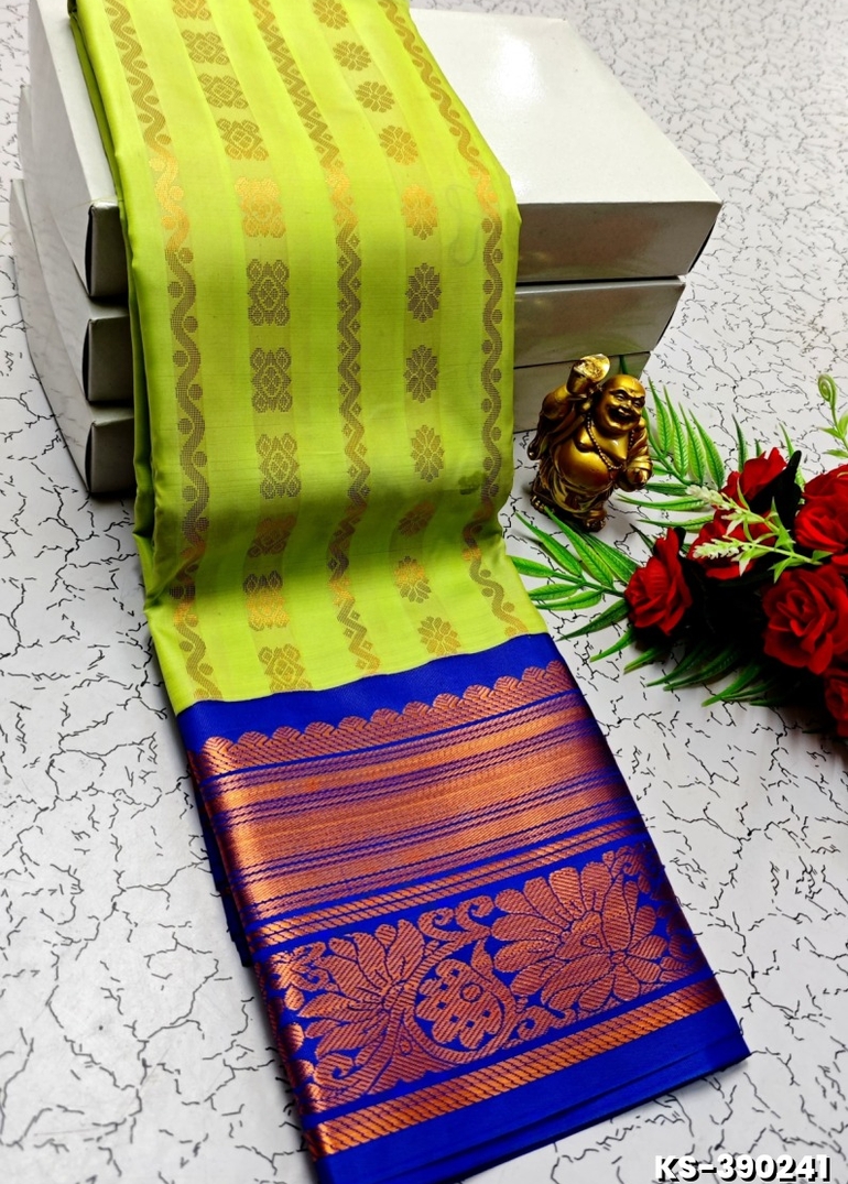 TRENDING FANCY  ALL SELF SOFT SILK SAREES WITH KOTTANCHI BORDER - LIGHT GREEN