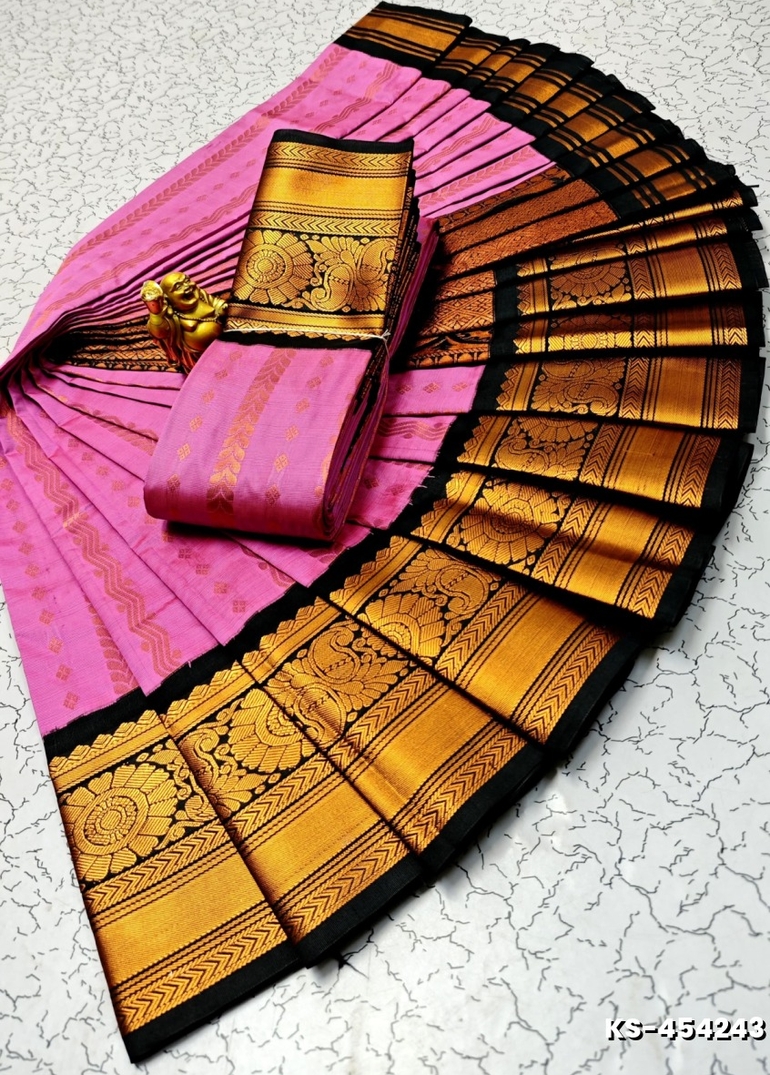 FANCY ALL SELF SOFT SILK SAREES WITH KOTTANCHI BORDER - LIGHT PINK (1)