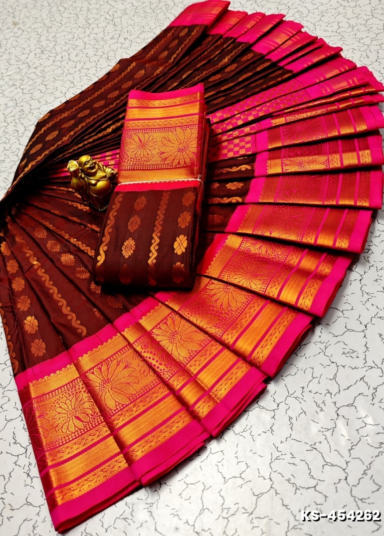 FANCY ALL SELF SOFT SILK SAREES WITH KOTTANCHI BORDER - MAROON COLOR