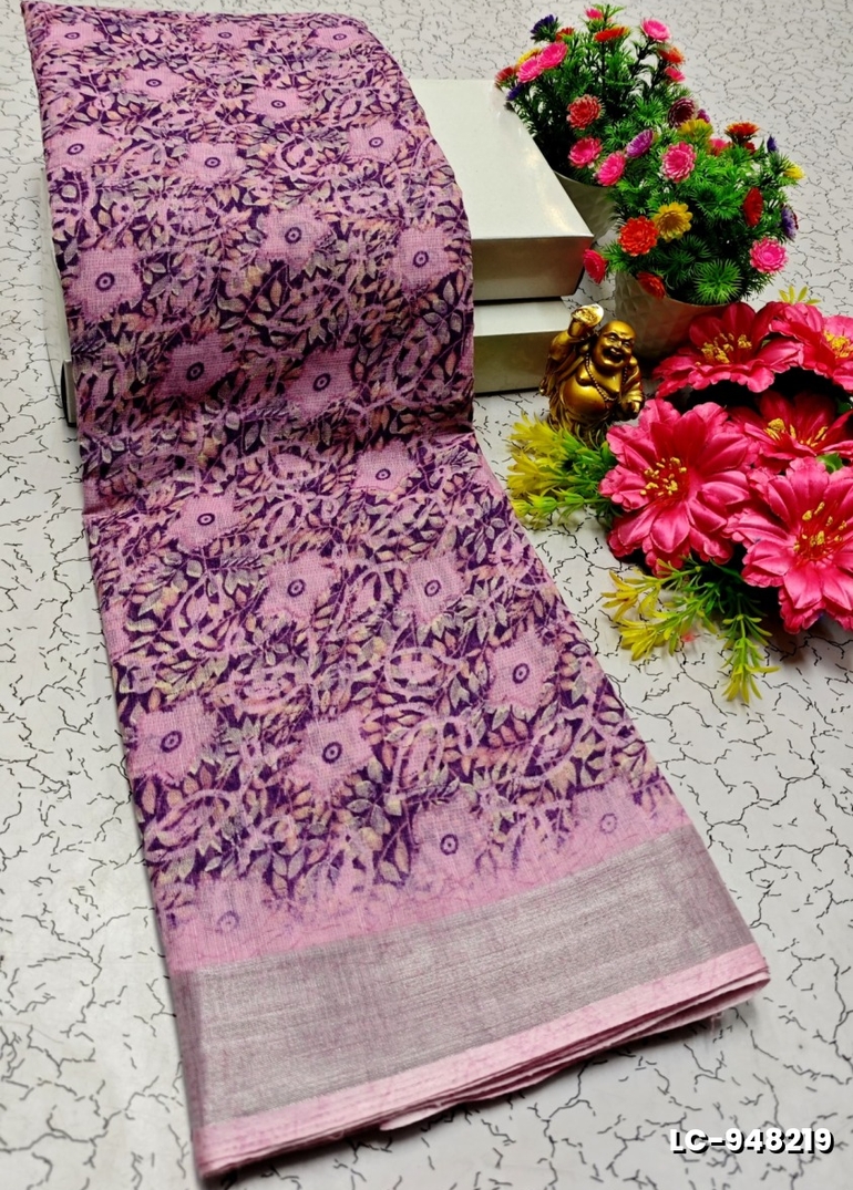 DIGITAL PRINTING LINEN COTTON SAREES - LEVENDOR