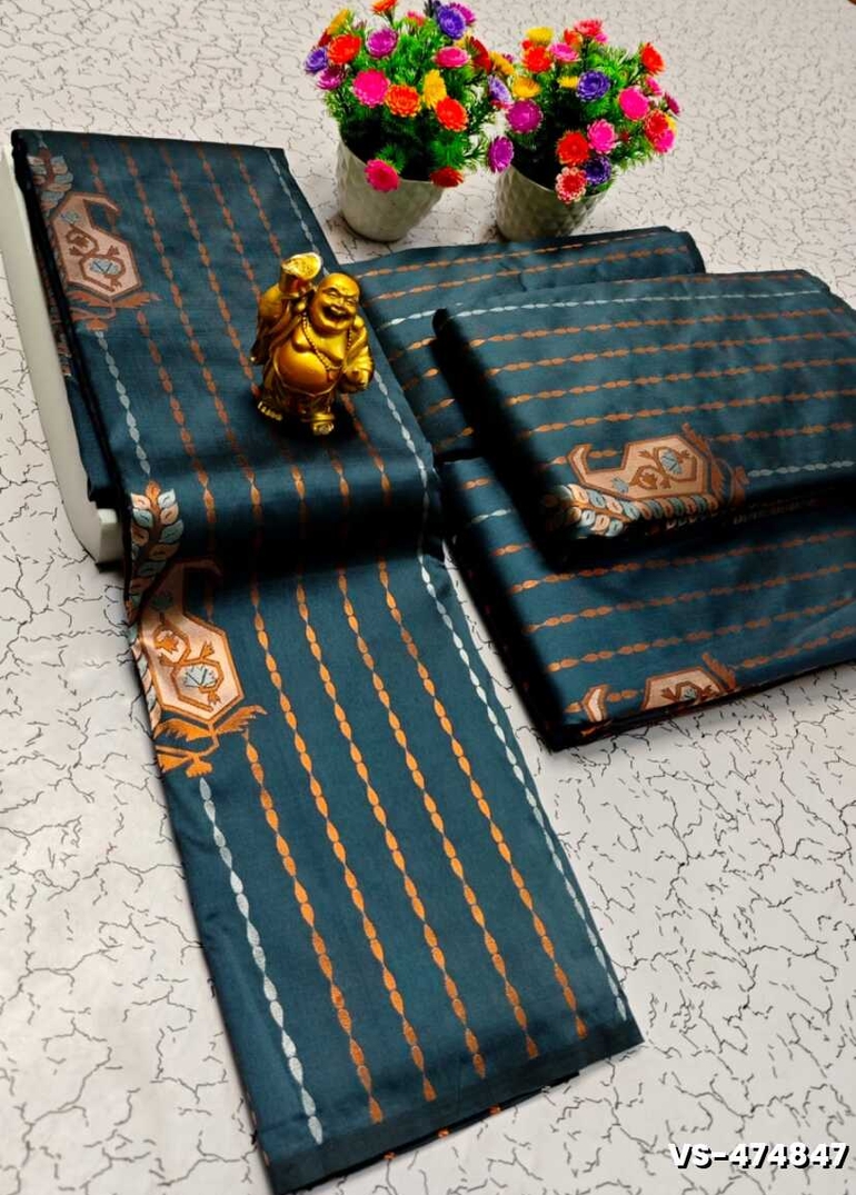 DIGITAL KUBERA PATTU VAIRA OOSI SOFTY SILK SAREES - GRAY (2)