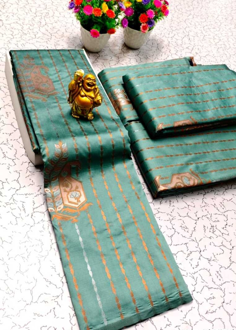 DIGITAL KUBERA PATTU VAIRA OOSI SOFTY SILK SAREES - TEAL COLOUR