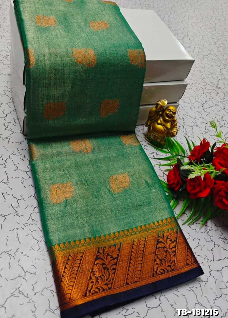 KANCHIPURAM TISSUE TRENDING DESIGN FANCY DHARMAVARAM SILK SAREES - GREEN