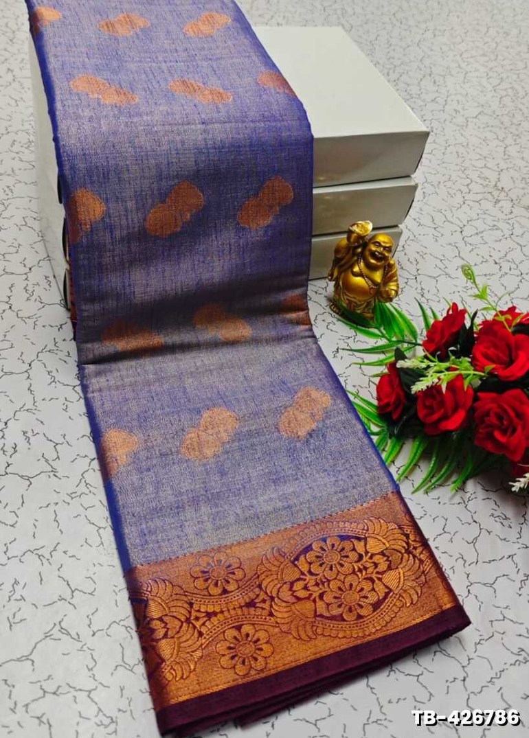 KANCHIPURAM TISSUE TRENDING DESIGN FANCY DHARMAVARAM SILK SAREES - R BLUE