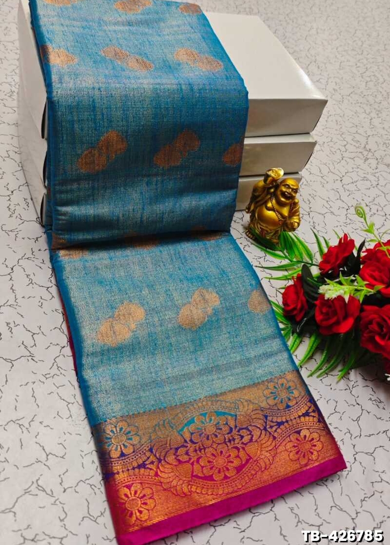 KANCHIPURAM TISSUE TRENDING DESIGN FANCY DHARMAVARAM SILK SAREES - BLUE SHADE