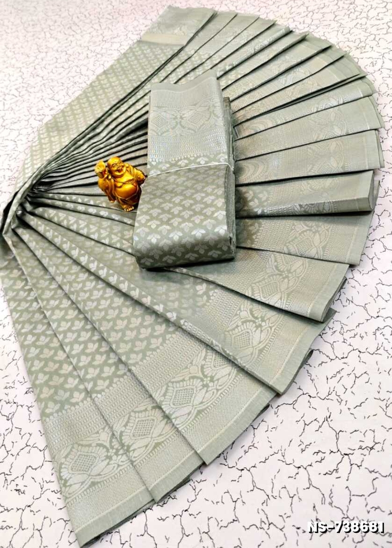 FANCY SILVAR ZARI NILA SAREES - METALLIC SILVAR